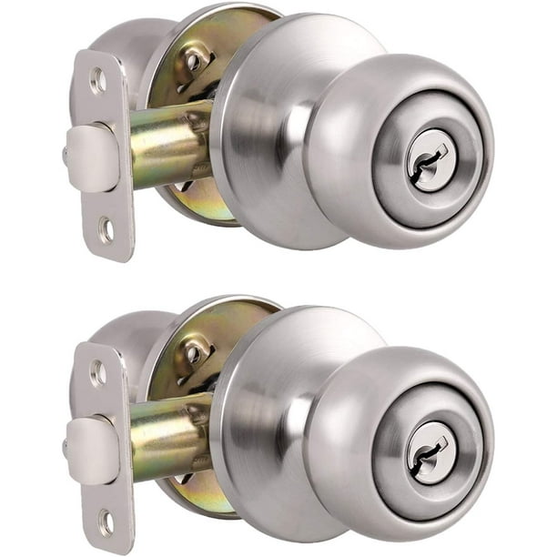 Entry Door Set of 15 Pack Classic Flat Ball Brushed Nickel Finish Exterior Entrance with Keys Door Handlesets Satin Nickel Finish Entry Door Set of 15 Pack Classic Flat Ball Brushed Nickel Finish Exterior Entrance with Keys Door Handlesets Satin Nickel Finish
